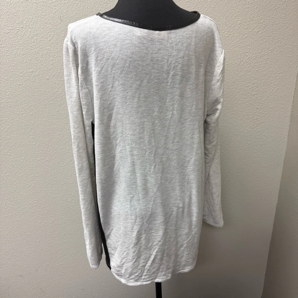 Cato Cream Black Graphic Top XL Paris City Print Rhinestone Long Sleeve - Picture 7 of 12